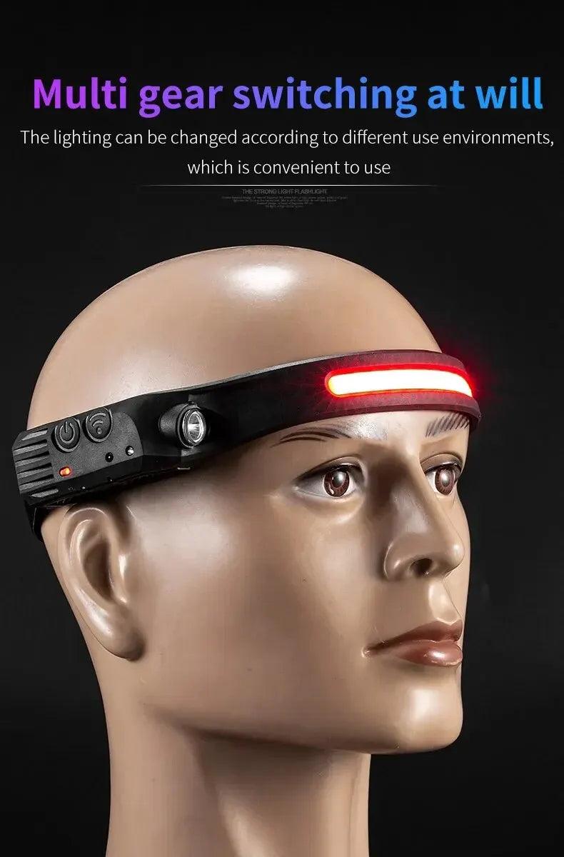 LED Headlamp Sensor Headlight With Built-in Battery Head Flashlight USB Rechargeable Work Light Head Lamp Super Bright Torch - E-line.com