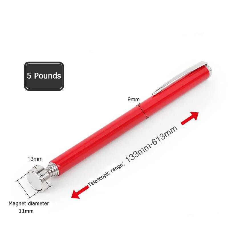 Mini Portable Telescopic Magnetic Pen Handy Tool with Light Capacity for Picking Up Nut Bolt Extendable Metal Pickup Rod Stick