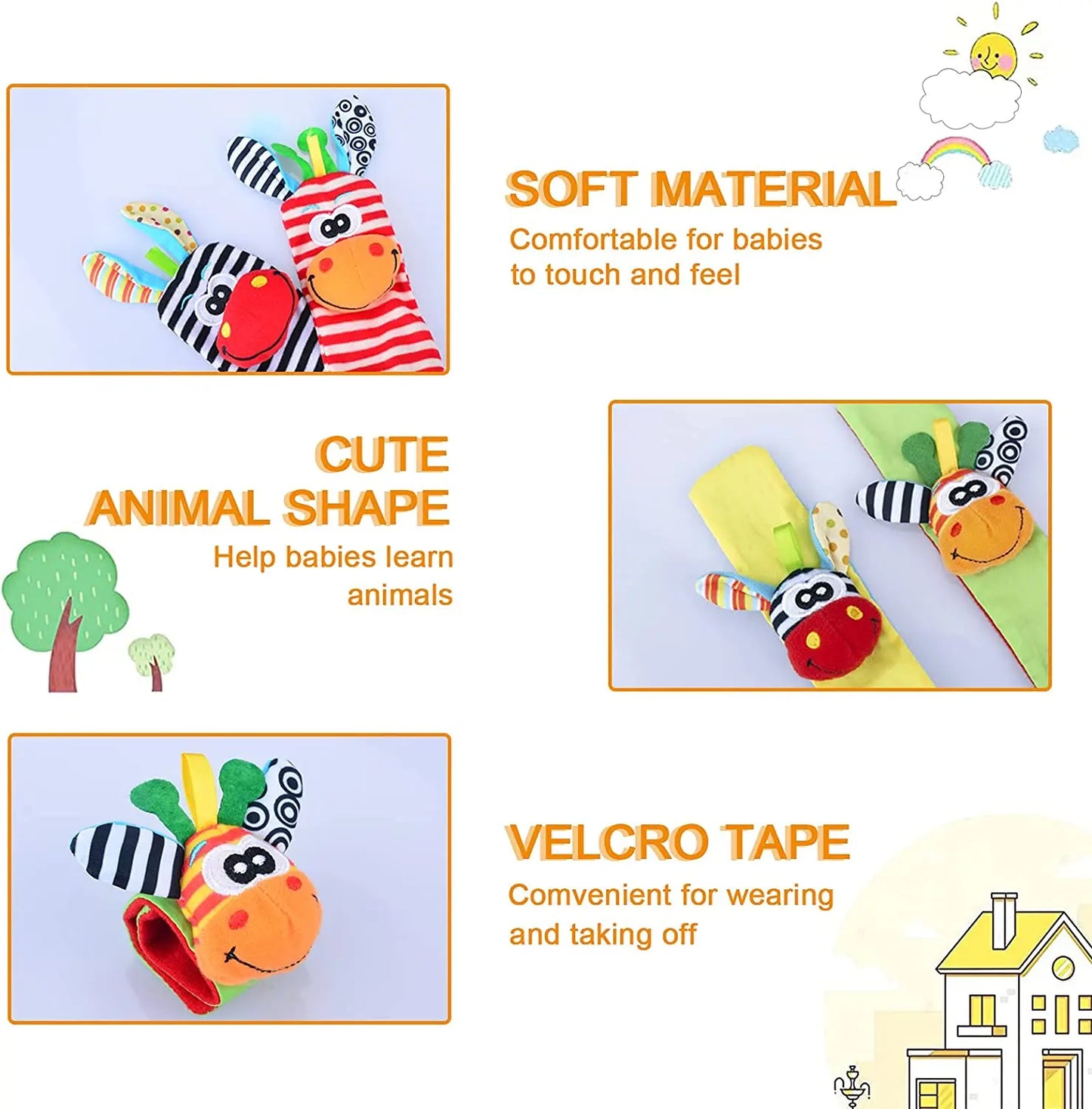 Foot Finder Rattle Sock Baby Toy Wrist Arm Hand Bracelet Rattle Feet Leg Ankle Socks for Newborn Infant Babies Boy Girl Bebe