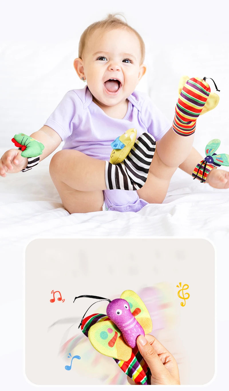 Foot Finder Rattle Sock Baby Toy Wrist Arm Hand Bracelet Rattle Feet Leg Ankle Socks for Newborn Infant Babies Boy Girl Bebe