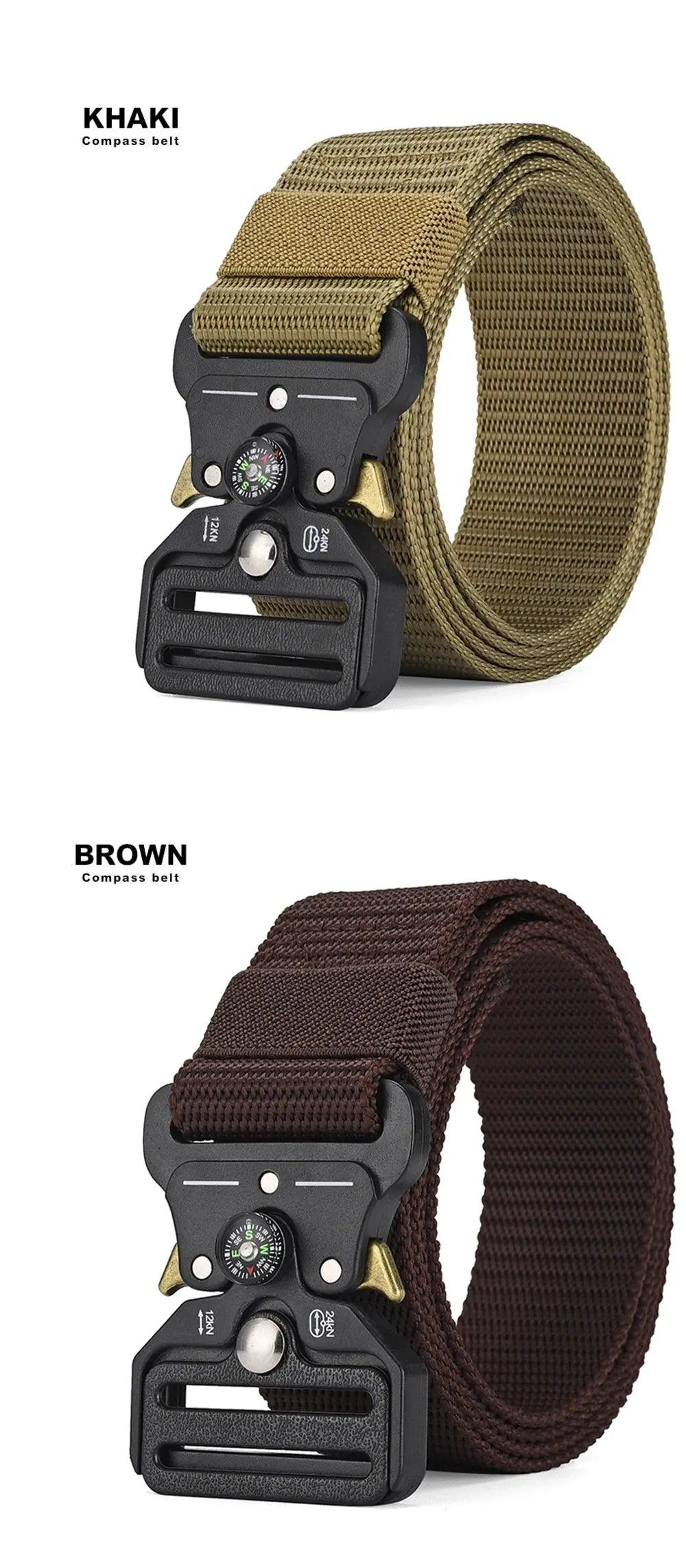 Men's Belt Outdoor Multi Function Compass Belt High Quality Canvas For Nylon Male Luxury Belts Women's Sports Jeans Neutral Belt - E-line.com
