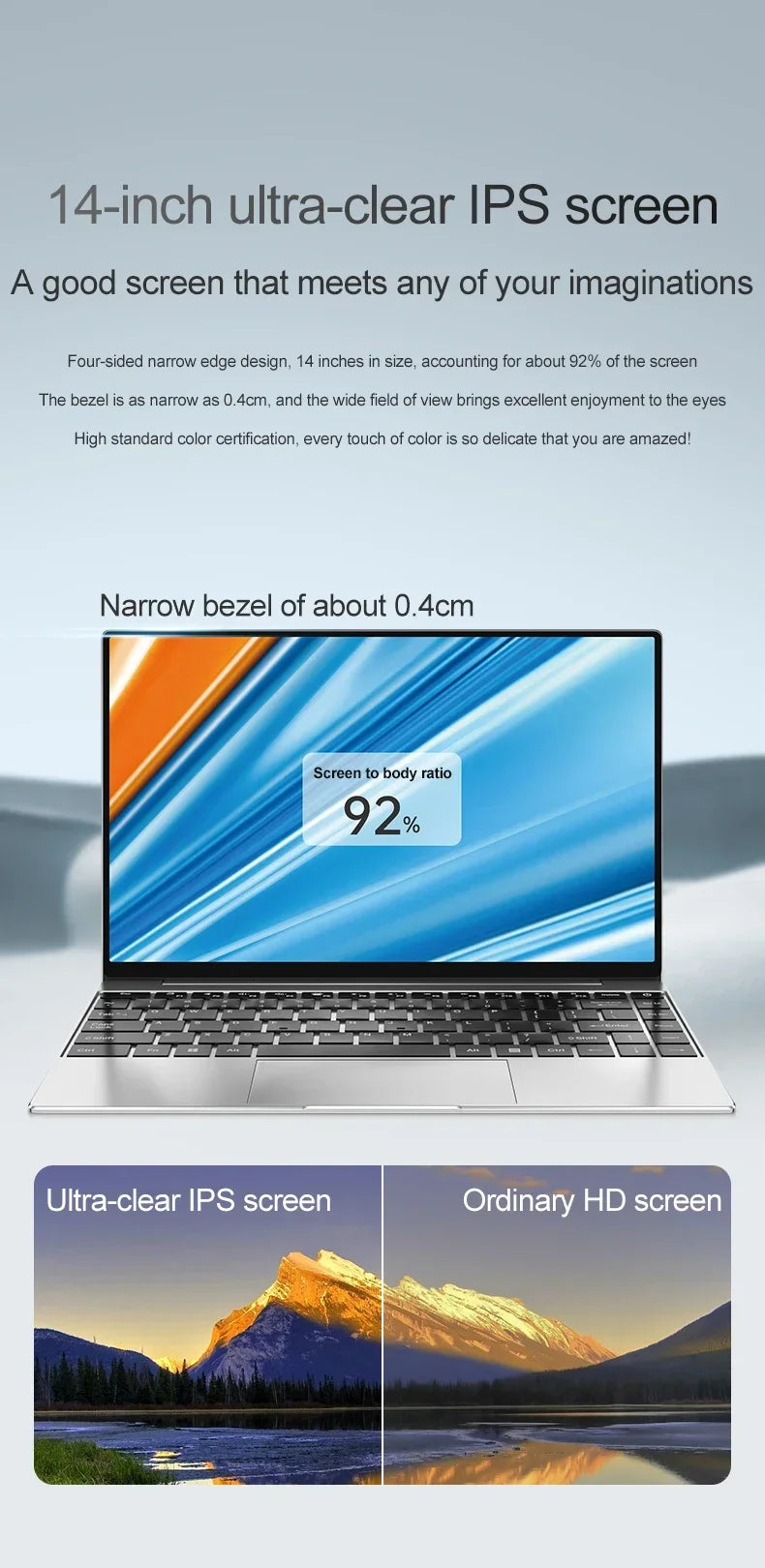 Laptop Intel Pentium N3700 16GB RAM 1024GB SSD Notebook 1920*1080 Resolution Windows 11 Unlock Computer Office Study Gamer PC