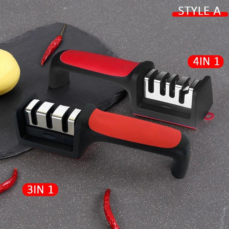 Kitchen 3/4-Segment Knife Sharpener Household Multi-Functional Hand-Held 3/4-Purpose Black Sharpening Stone - E-line.com