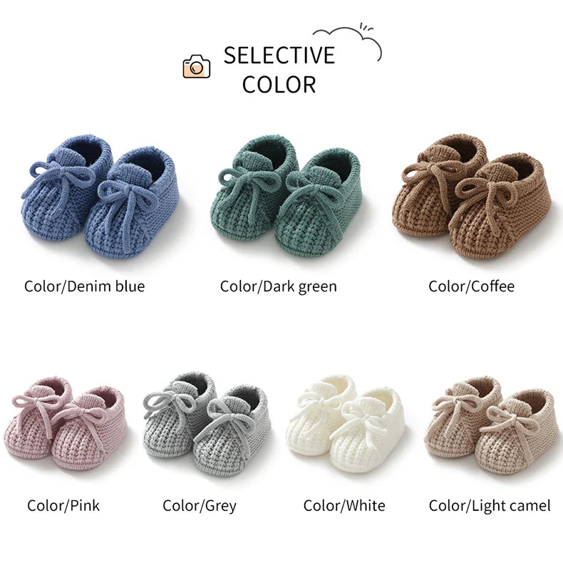 Infant Baby Shoes Knitted Newborn Boys Girl Footwear Fashion Solid Shallow Boots Shallow Kid 0-18M Clothing Accessories Handmade