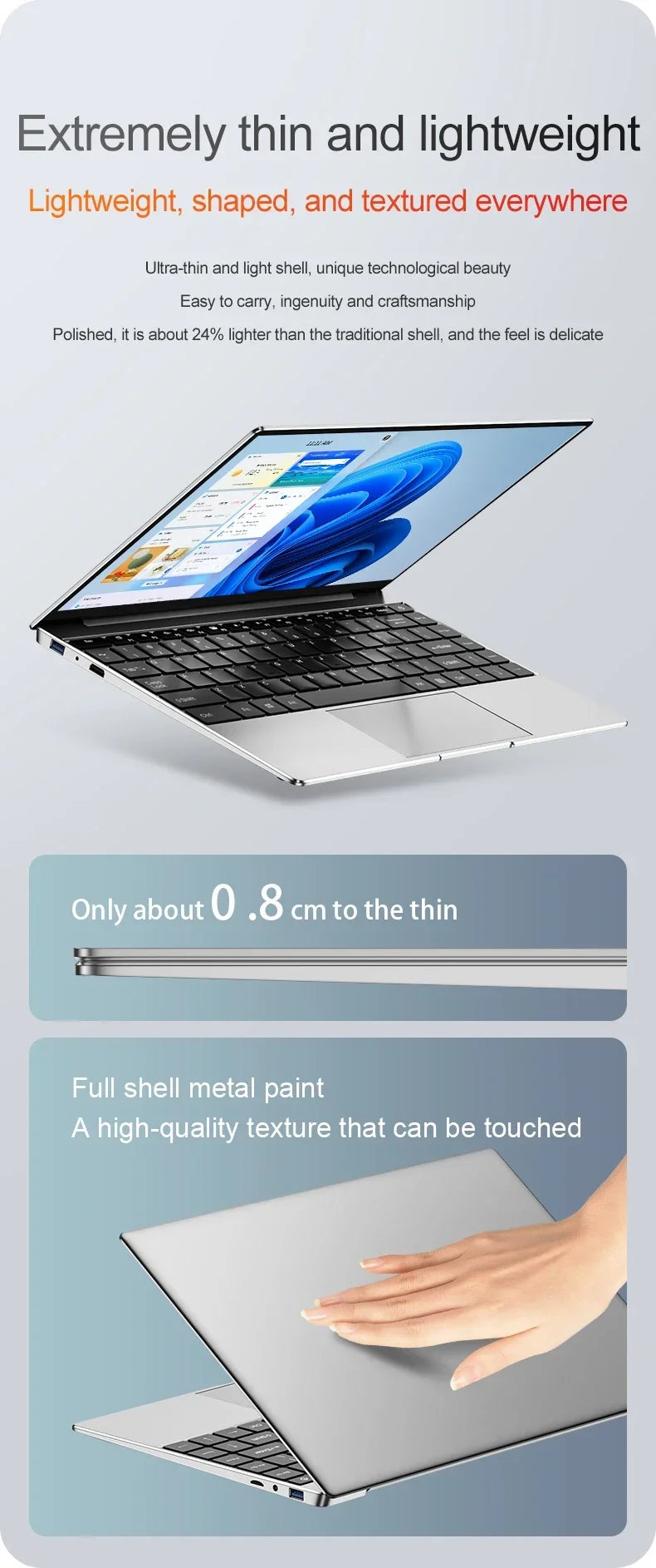 Laptop Intel Pentium N3700 16GB RAM 1024GB SSD Notebook 1920*1080 Resolution Windows 11 Unlock Computer Office Study Gamer PC