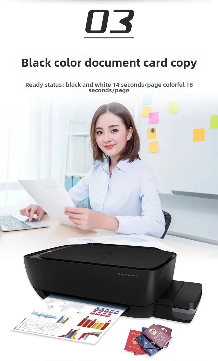 HP Tank415 Original All-in-One Photo Printer Copy Machine Wireless Small A4 Office Home Student Use Compatible with Mac And Wind