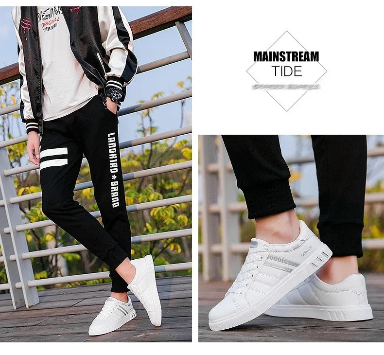Men Sneakers Casual Shoes Men Flats Zapatillas Hombre Lightweight Pu Leather Breathable Shoe Mens White Sports Tenis Shoes