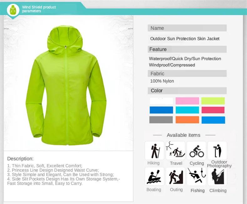 Camping Waterproof Jacket Men Women Windbreaker Men Raincoat Rain Jacket Men Waterproof Hiking Climbing Clothes Sun Protection - E-line.com