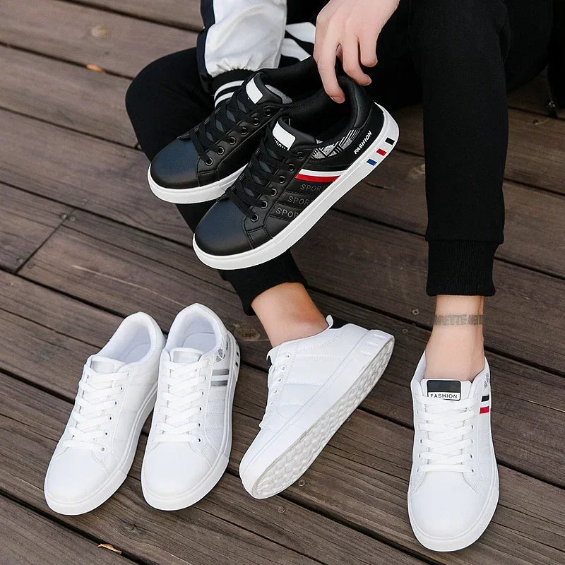 Men Sneakers Casual Shoes Men Flats Zapatillas Hombre Lightweight Pu Leather Breathable Shoe Mens White Sports Tenis Shoes