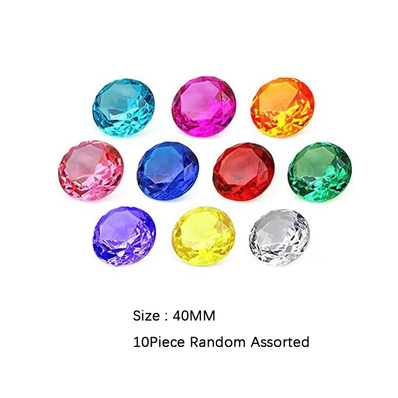 10PCS Clear Diamonds Crystals Acrylic Gems 40MM Pirate Treasure Toys Kids Birthday Party Favors Goodie Bags Halloween Gifts