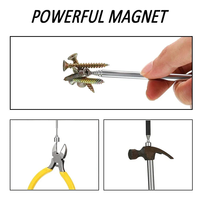 Mini Portable Telescopic Magnetic Pen Handy Tool with Light Capacity for Picking Up Nut Bolt Extendable Metal Pickup Rod Stick