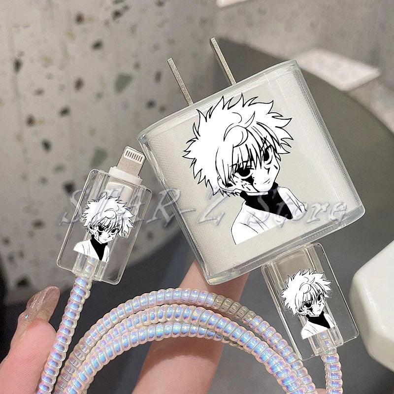 Hot Hunter X Hunter Hisoka Killua Protection Case for IPhone 15 14 13 Pro Max 18/20W Charger&Charging Protector Data Wire Winder