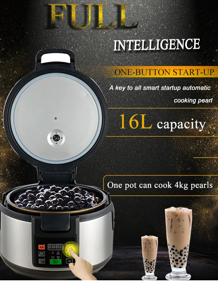 16L Tapioca Cooker Pearl Cook Machine for Bubble Tea Shop Pearls Cooker Pot Max 0.9Kg Automatic Boba Cooker
