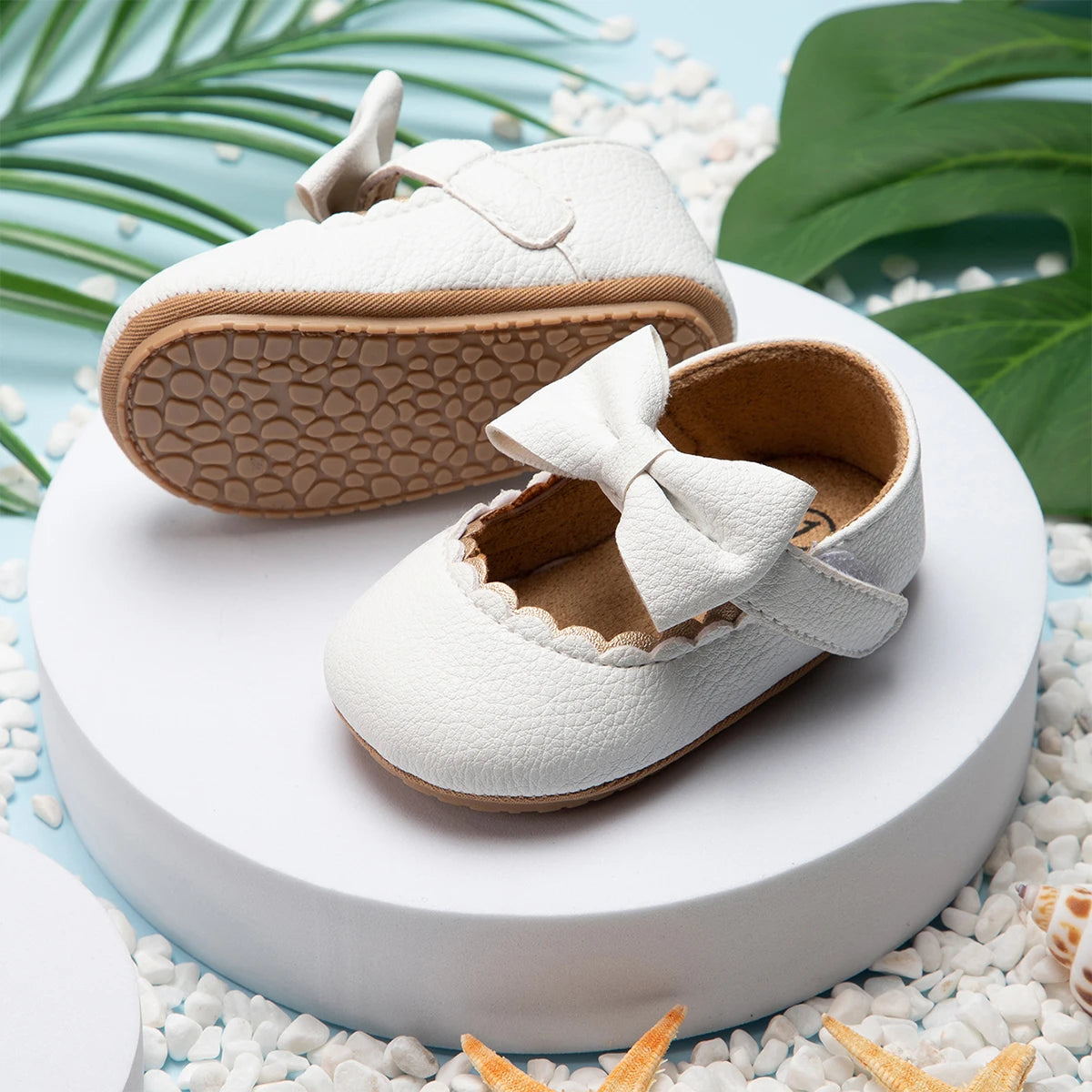 Meckior Baby Girl Shoes Leather Rubber Sole Anti-slip Toddler First Walkers Infant Crib Shoes Newborn Girl New Baby Shoes