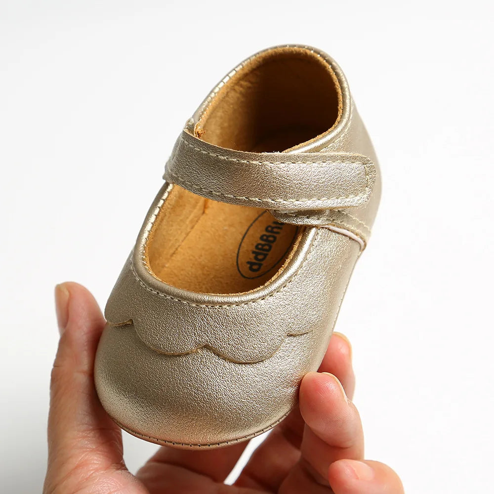 Meckior Baby Girl Shoes Leather Rubber Sole Anti-slip Toddler First Walkers Infant Crib Shoes Newborn Girl New Baby Shoes
