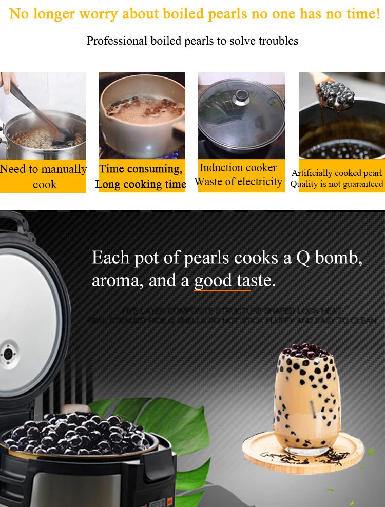16L Tapioca Cooker Pearl Cook Machine for Bubble Tea Shop Pearls Cooker Pot Max 0.9Kg Automatic Boba Cooker