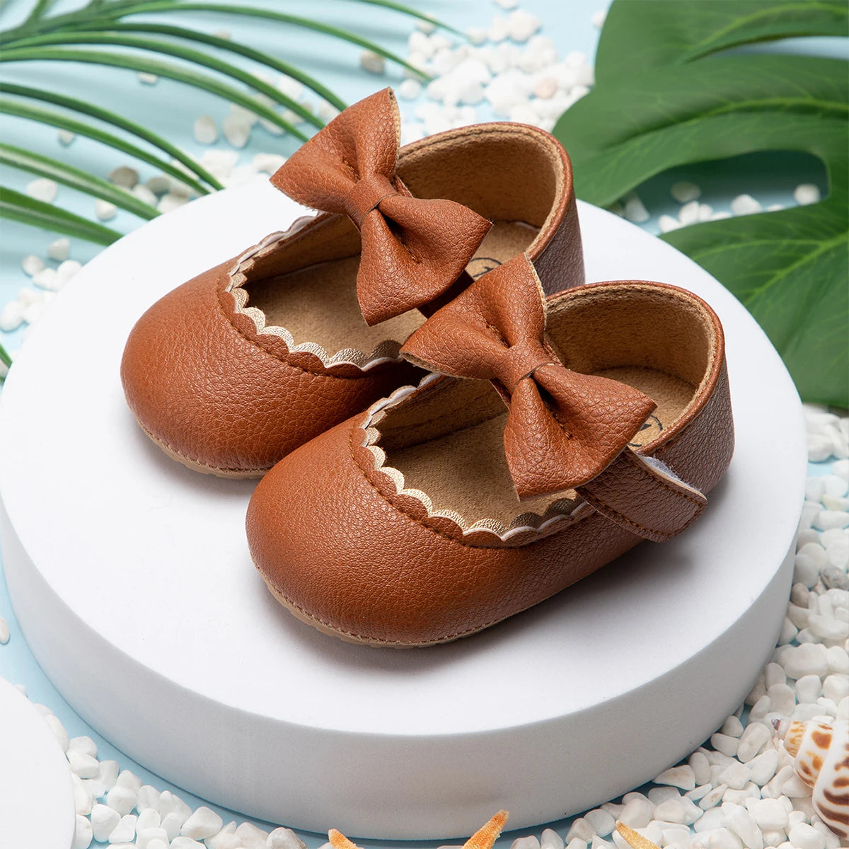 Meckior Baby Girl Shoes Leather Rubber Sole Anti-slip Toddler First Walkers Infant Crib Shoes Newborn Girl New Baby Shoes