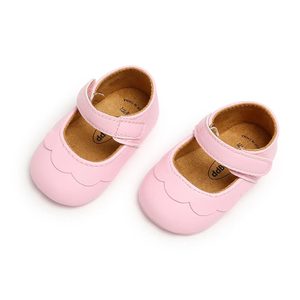 Meckior Baby Girl Shoes Leather Rubber Sole Anti-slip Toddler First Walkers Infant Crib Shoes Newborn Girl New Baby Shoes