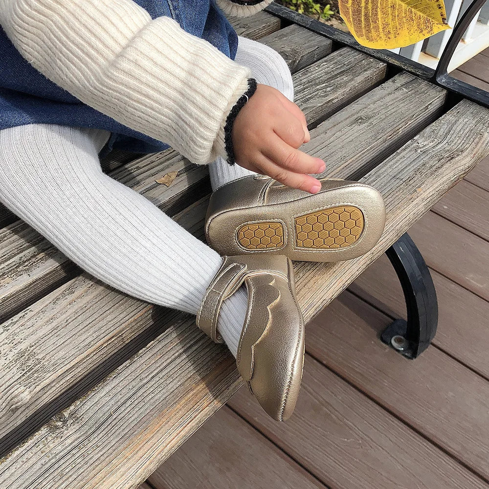 Meckior Baby Girl Shoes Leather Rubber Sole Anti-slip Toddler First Walkers Infant Crib Shoes Newborn Girl New Baby Shoes