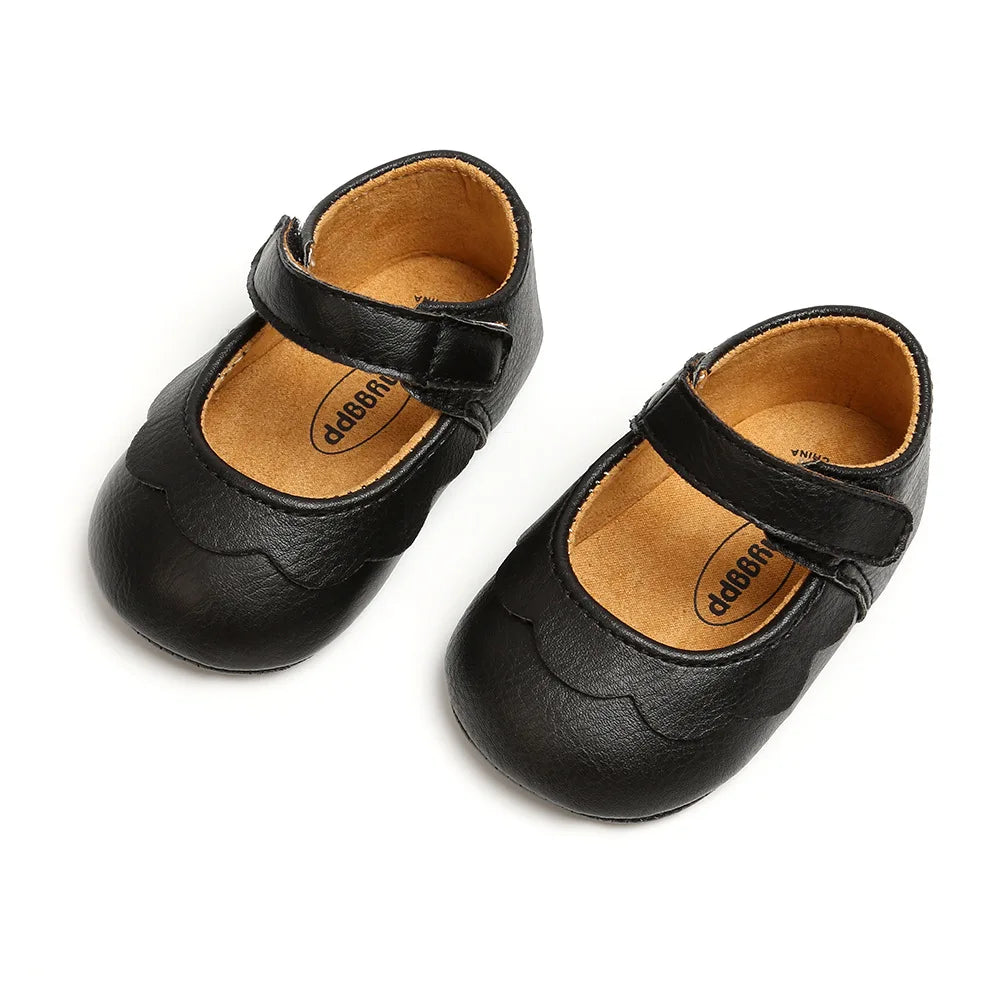 Meckior Baby Girl Shoes Leather Rubber Sole Anti-slip Toddler First Walkers Infant Crib Shoes Newborn Girl New Baby Shoes
