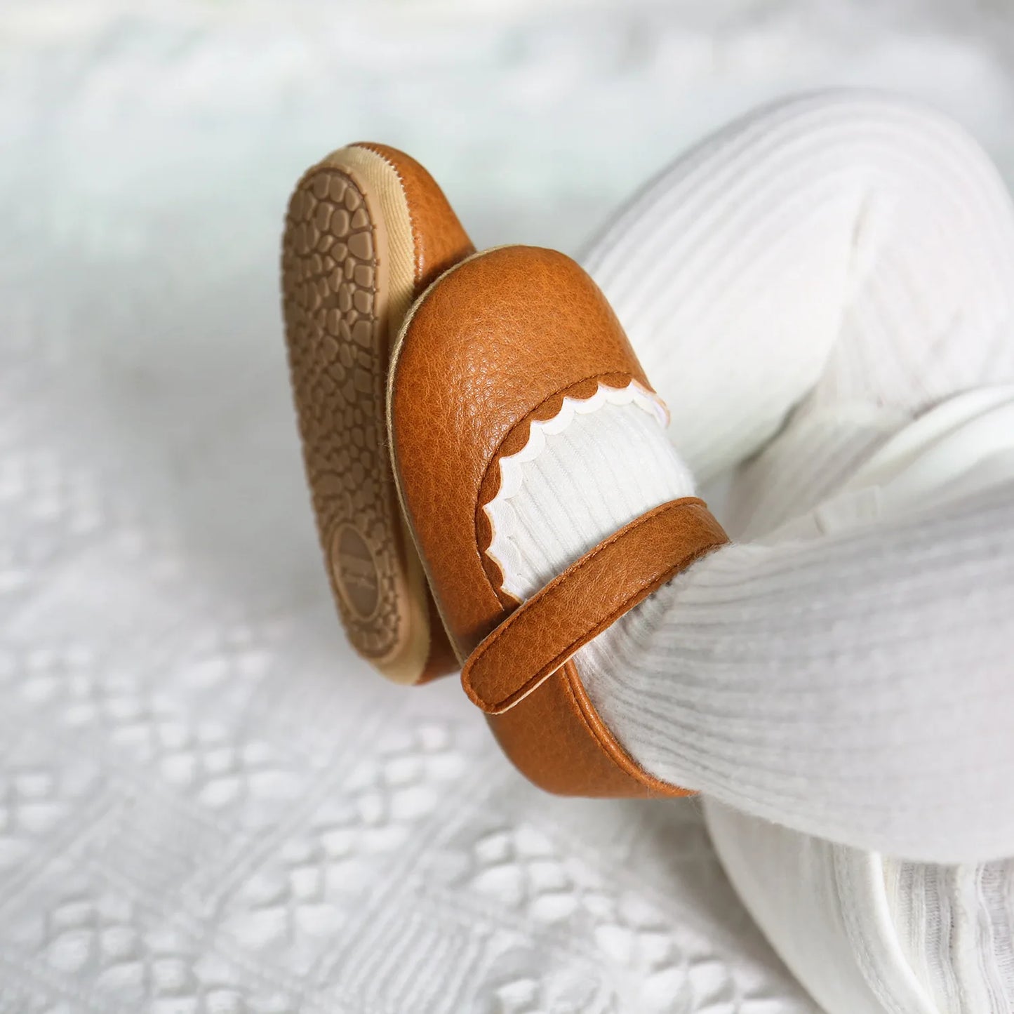 Meckior Baby Girl Shoes Leather Rubber Sole Anti-slip Toddler First Walkers Infant Crib Shoes Newborn Girl New Baby Shoes