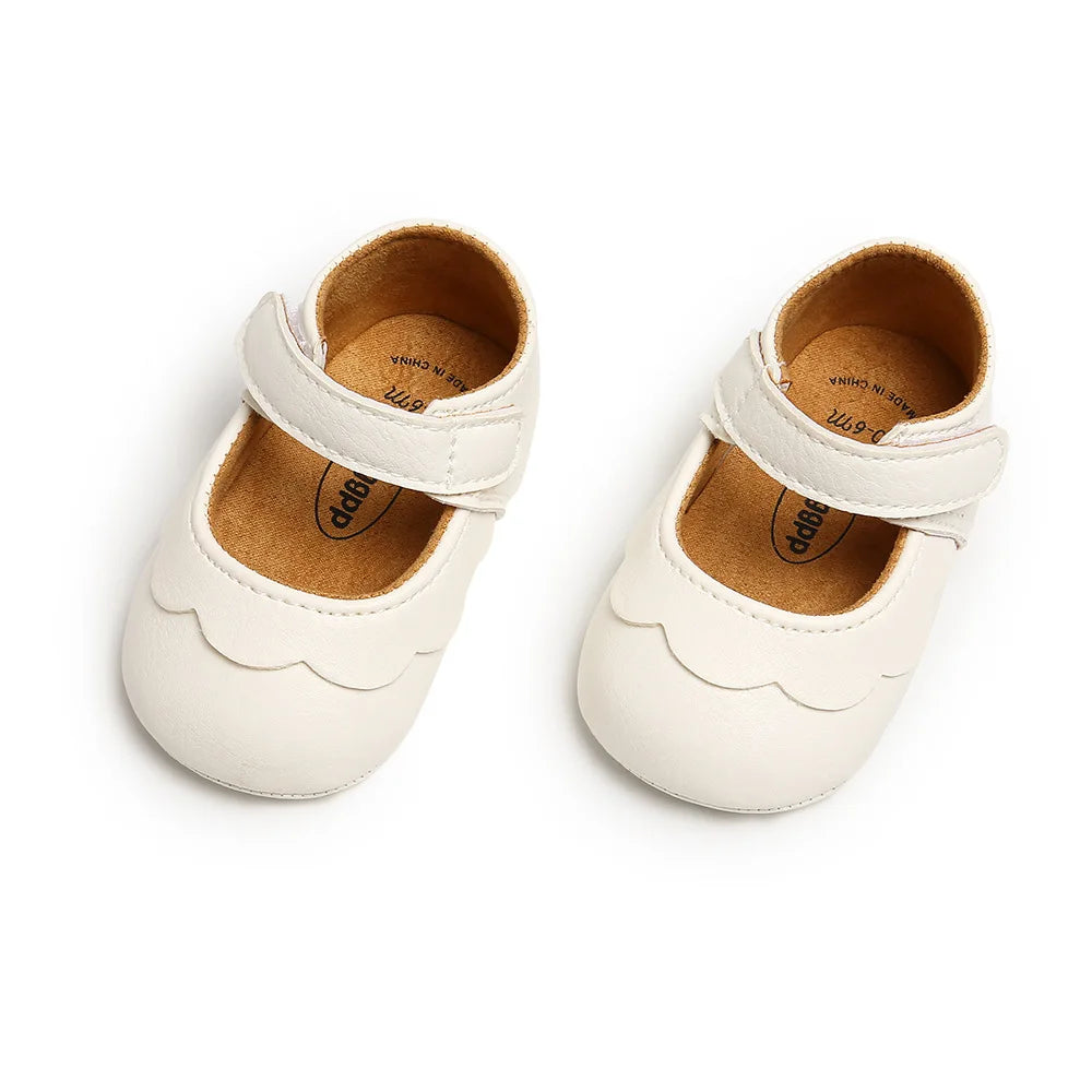 Meckior Baby Girl Shoes Leather Rubber Sole Anti-slip Toddler First Walkers Infant Crib Shoes Newborn Girl New Baby Shoes