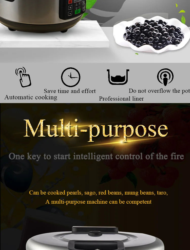 16L Tapioca Cooker Pearl Cook Machine for Bubble Tea Shop Pearls Cooker Pot Max 0.9Kg Automatic Boba Cooker