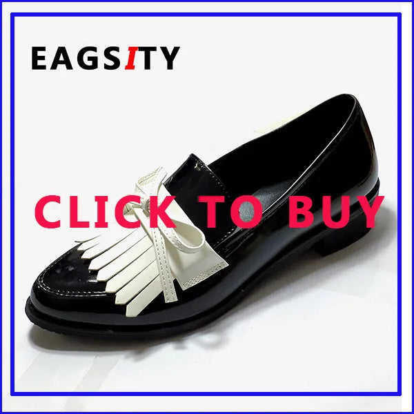 EAGSITY British style Loafers shoes Women slip on Square heel pointed toe Dress Shoes party office lady casual sneaker shoes