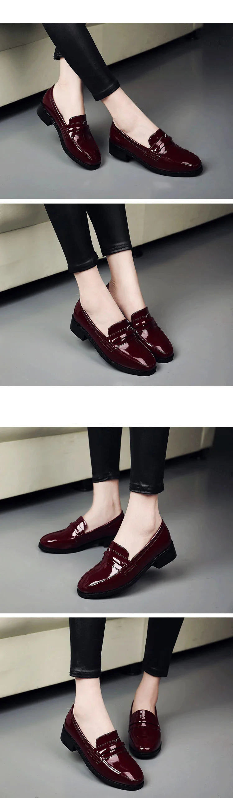 EAGSITY British style Loafers shoes Women slip on Square heel pointed toe Dress Shoes party office lady casual sneaker shoes