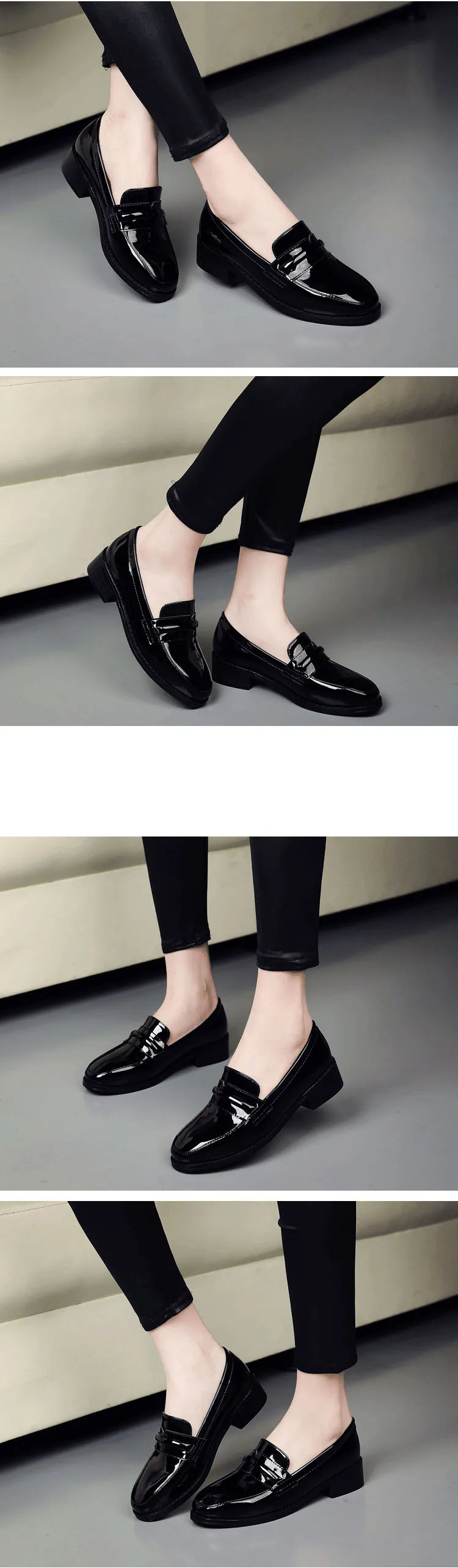 EAGSITY British style Loafers shoes Women slip on Square heel pointed toe Dress Shoes party office lady casual sneaker shoes
