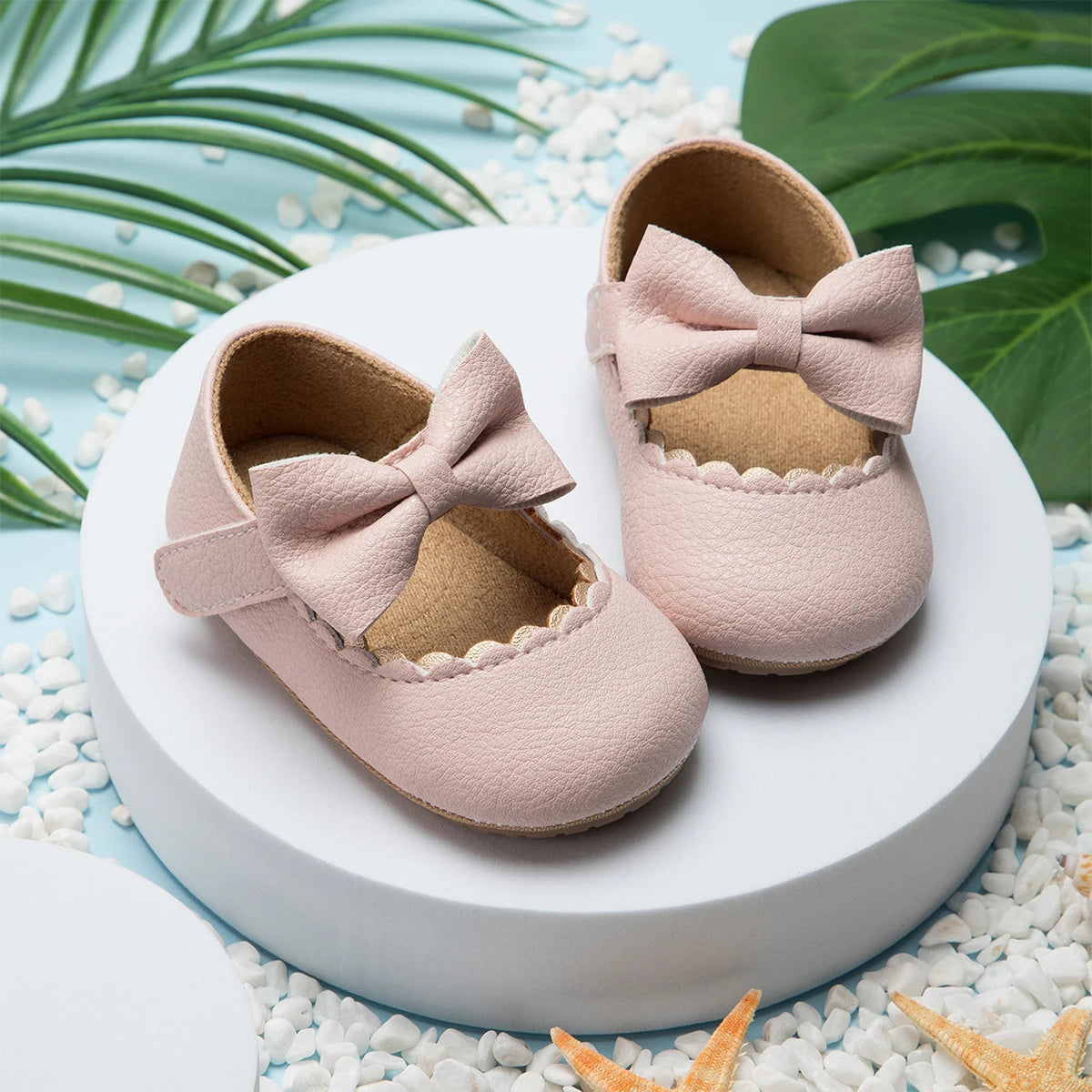 Meckior Baby Girl Shoes Leather Rubber Sole Anti-slip Toddler First Walkers Infant Crib Shoes Newborn Girl New Baby Shoes