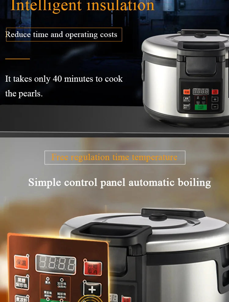16L Tapioca Cooker Pearl Cook Machine for Bubble Tea Shop Pearls Cooker Pot Max 0.9Kg Automatic Boba Cooker