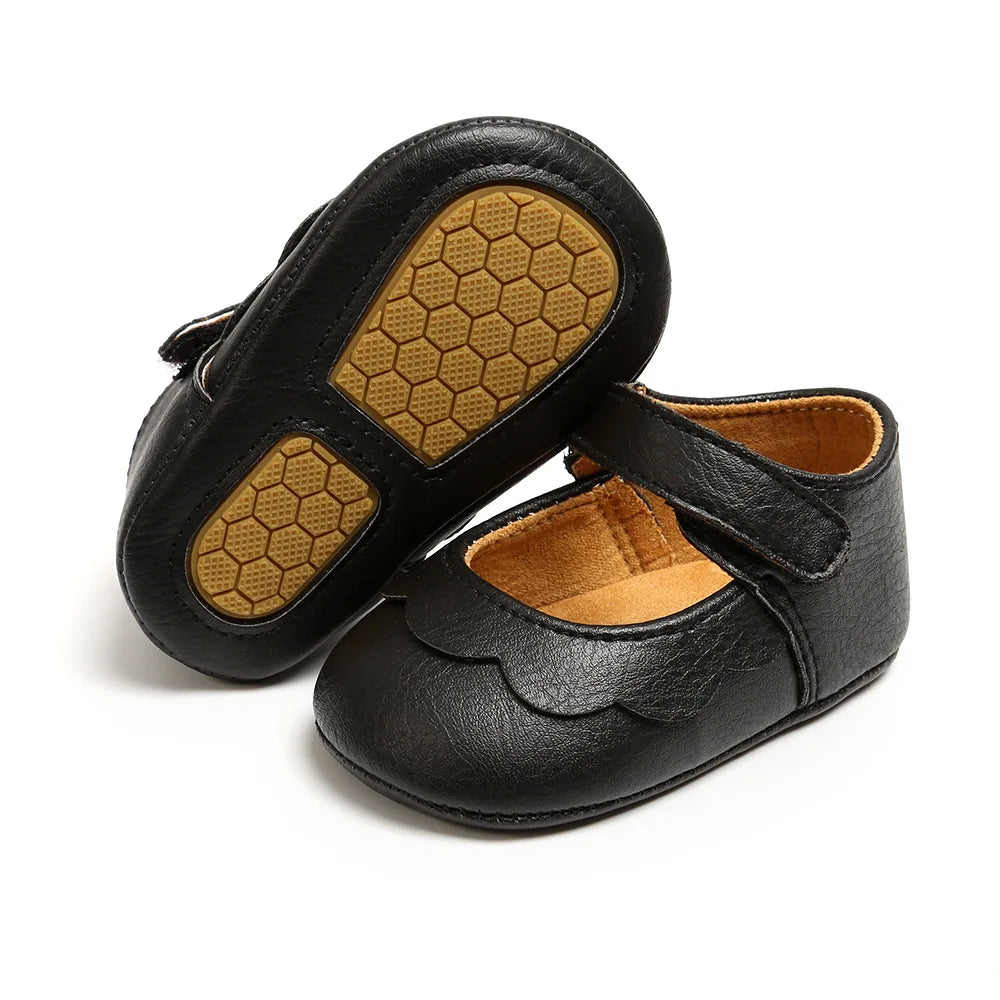 Meckior Baby Girl Shoes Leather Rubber Sole Anti-slip Toddler First Walkers Infant Crib Shoes Newborn Girl New Baby Shoes