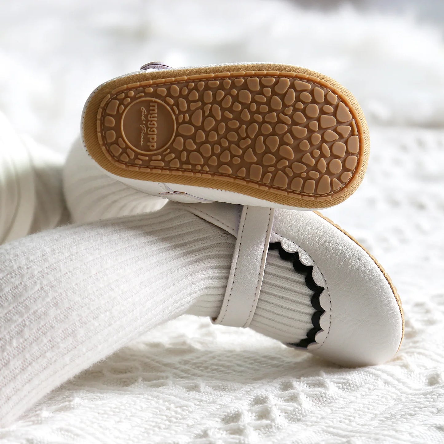 Meckior Baby Girl Shoes Leather Rubber Sole Anti-slip Toddler First Walkers Infant Crib Shoes Newborn Girl New Baby Shoes
