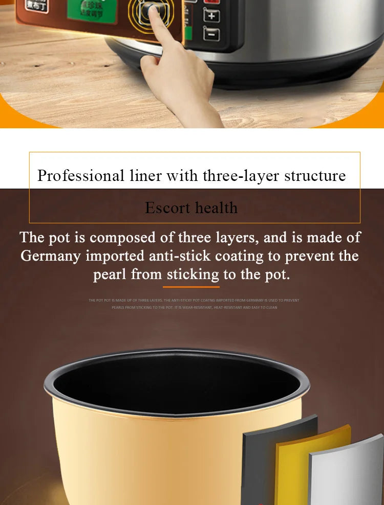 16L Tapioca Cooker Pearl Cook Machine for Bubble Tea Shop Pearls Cooker Pot Max 0.9Kg Automatic Boba Cooker