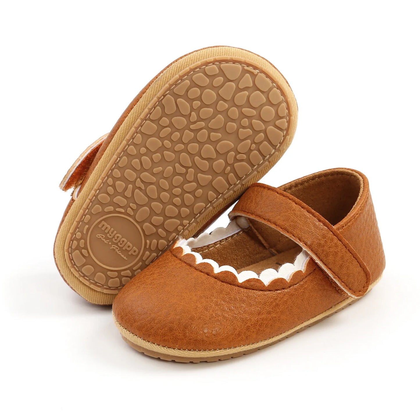 Meckior Baby Girl Shoes Leather Rubber Sole Anti-slip Toddler First Walkers Infant Crib Shoes Newborn Girl New Baby Shoes