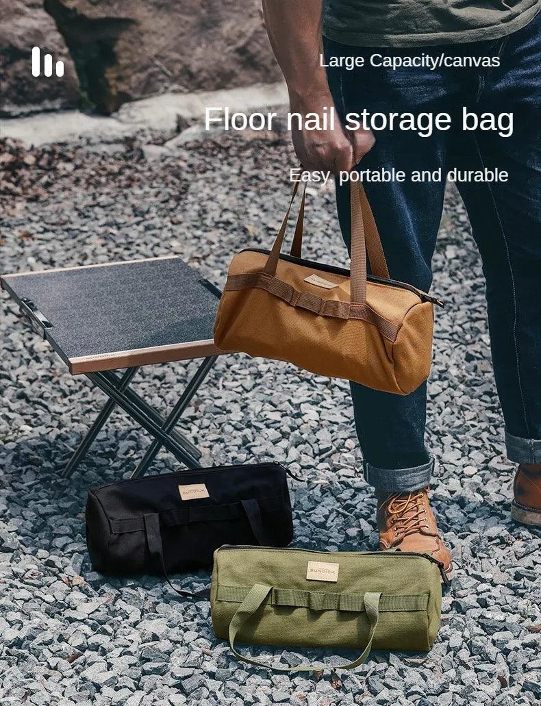 Cylinder Handheld Storage Bag Large Capacity Thickened Camping Tent Peg Bag Sundries Storage Bag Tool Bag - E-line.com