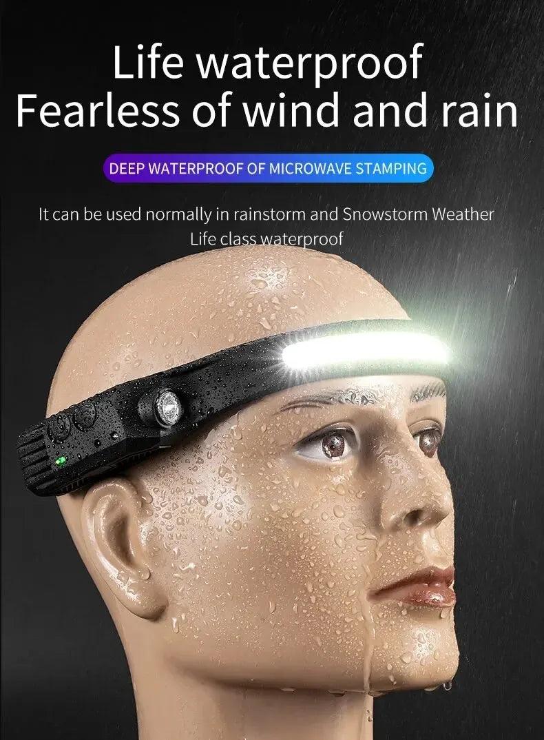 LED Headlamp Sensor Headlight With Built-in Battery Head Flashlight USB Rechargeable Work Light Head Lamp Super Bright Torch - E-line.com