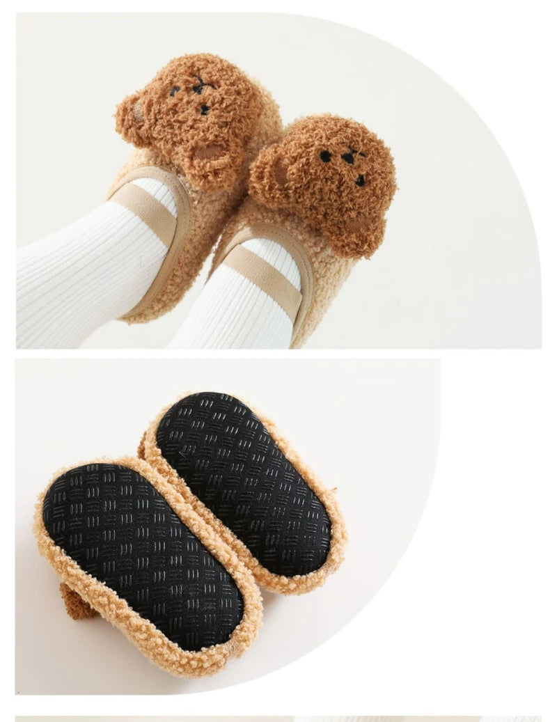 Cartoon Bear Baby Floor Socks Winter Warm Toddler Walking Shoes Kids Soft Sole First Walkers Anti-slip Newborn Infant Crib Shoes