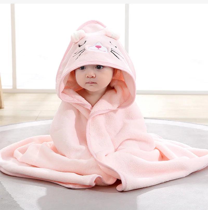 Cartoon Animal Baby Bath Towels Soft Newborn Hooded Towel Blanket Toddler Bathrobe Warm Sleeping Swaddle Wrap for Boys Girls - E-line.com