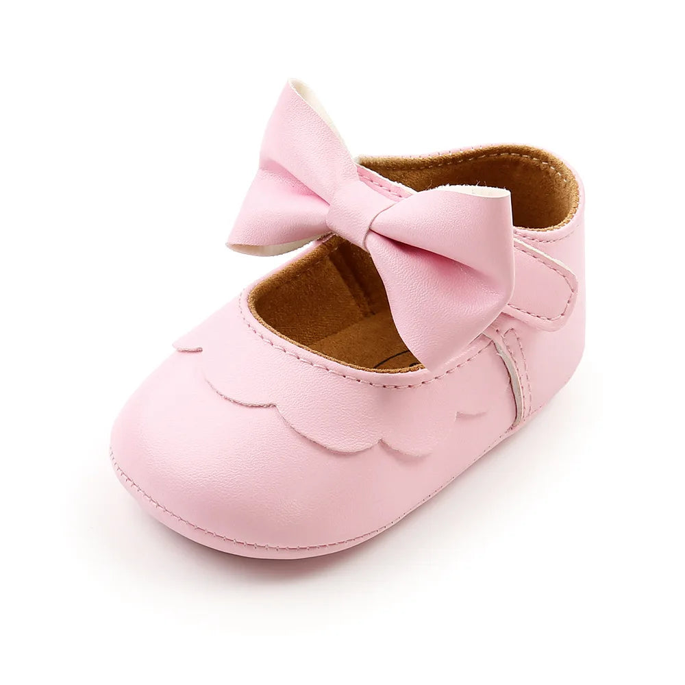 Meckior Baby Girl Shoes Leather Rubber Sole Anti-slip Toddler First Walkers Infant Crib Shoes Newborn Girl New Baby Shoes