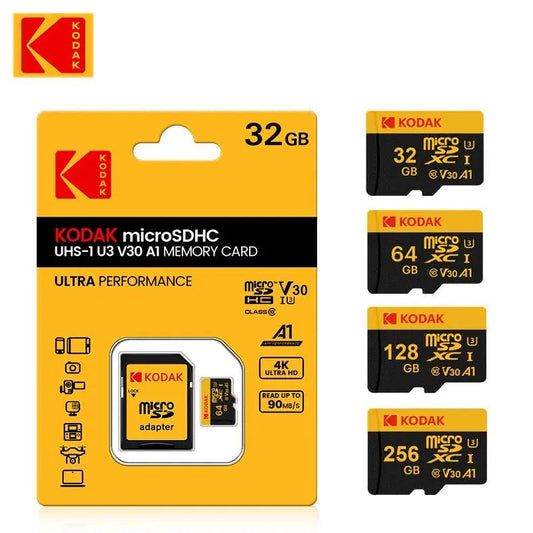 Kodak Micro SD Card Memory Card Class 10 32GB 64GB 128GB 256GB U3 4K High Speed ​​Cartao De Memoria Flash Memory TF Mecard C10