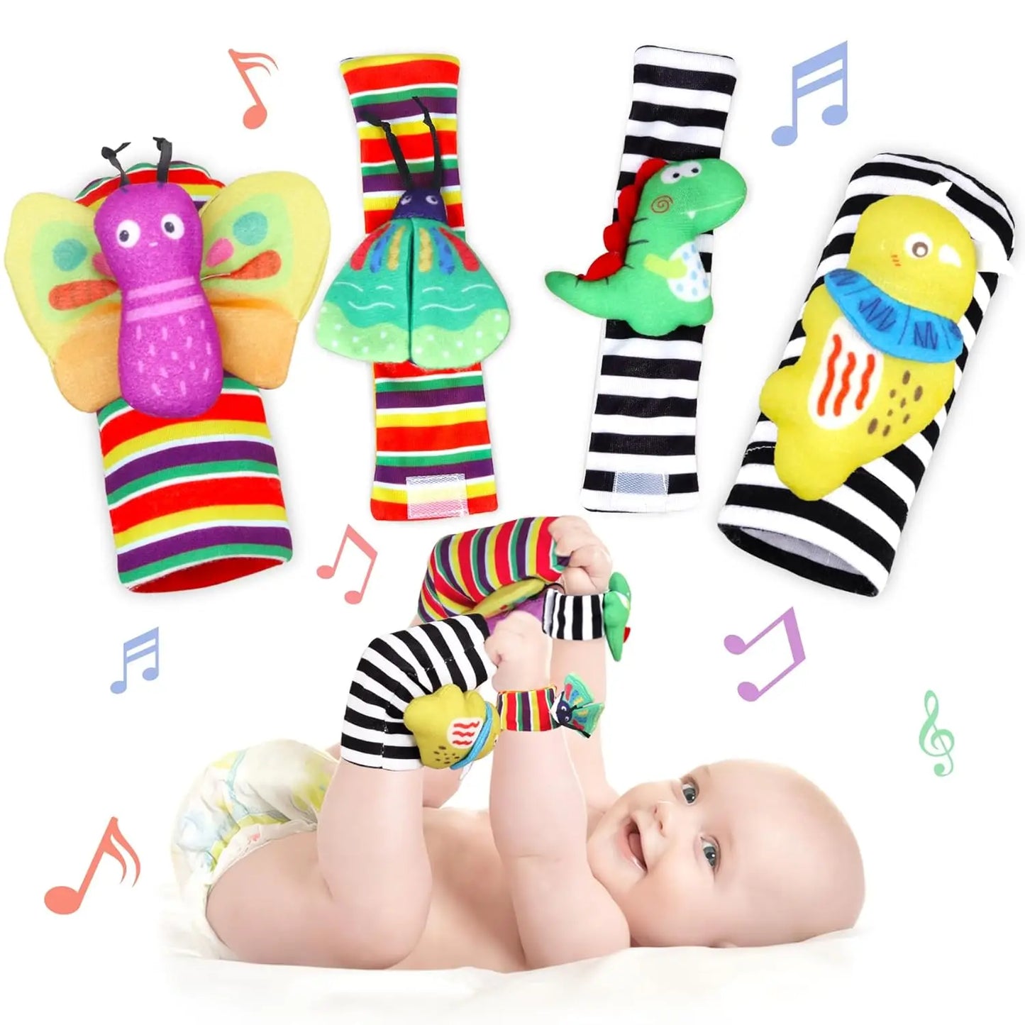 Foot Finder Rattle Sock Baby Toy Wrist Arm Hand Bracelet Rattle Feet Leg Ankle Socks for Newborn Infant Babies Boy Girl Bebe
