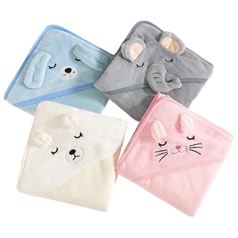Cartoon Animal Baby Bath Towels Soft Newborn Hooded Towel Blanket Toddler Bathrobe Warm Sleeping Swaddle Wrap for Boys Girls - E-line.com