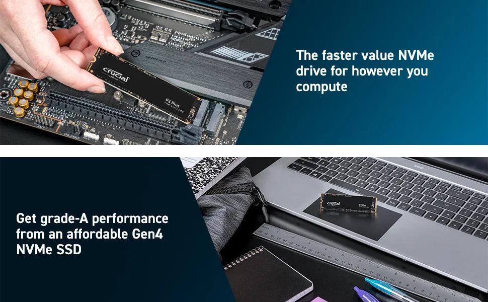Crucial P3 Plus 2TB 1TB 500GB PCIe Gen4 3D NAND NVMe M.2 2280 SSD, up to 5000MB/s  Solid State Drive Disk(OEM Package)