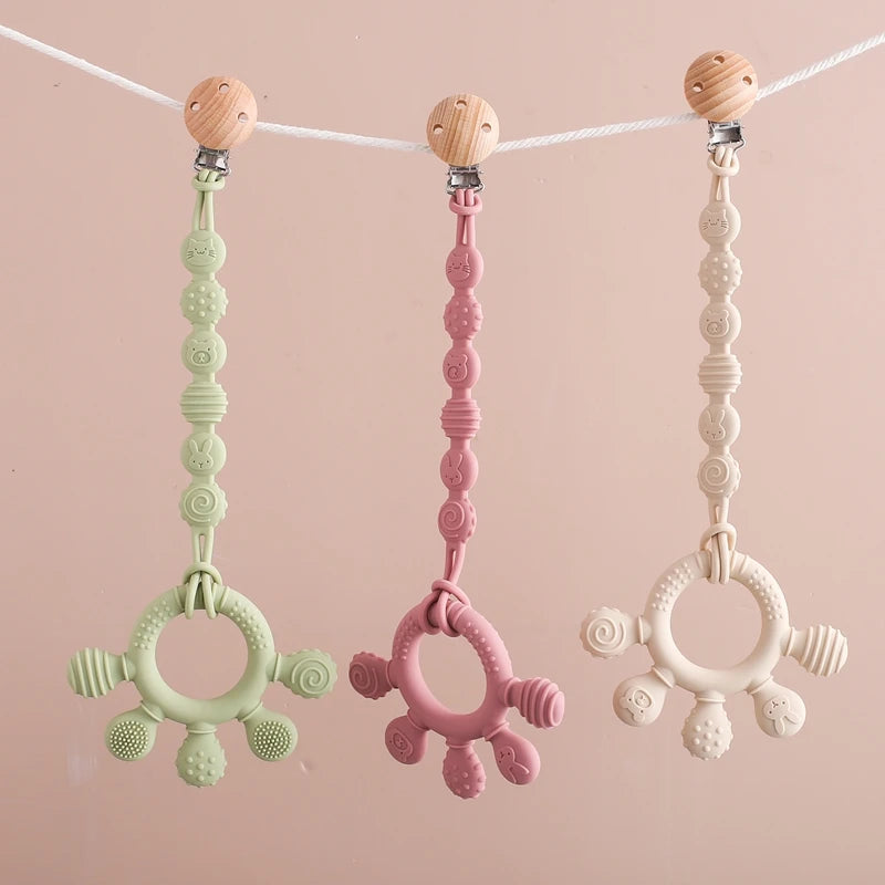 Baby Silicone Teether Infant Pacifier Chain Clip Food Grade Silicone Soother Chain Nipple Holder  Baby Nursing Good Teething Toy