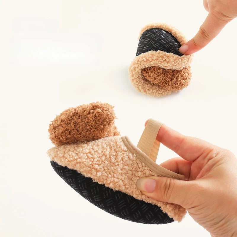 Cartoon Bear Baby Floor Socks Winter Warm Toddler Walking Shoes Kids Soft Sole First Walkers Anti-slip Newborn Infant Crib Shoes