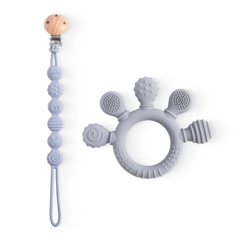 Baby Silicone Teether Infant Pacifier Chain Clip Food Grade Silicone Soother Chain Nipple Holder  Baby Nursing Good Teething Toy