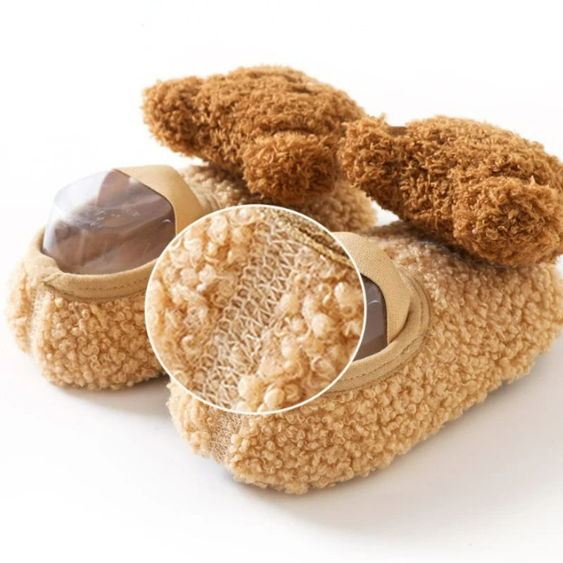 Cartoon Bear Baby Floor Socks Winter Warm Toddler Walking Shoes Kids Soft Sole First Walkers Anti-slip Newborn Infant Crib Shoes