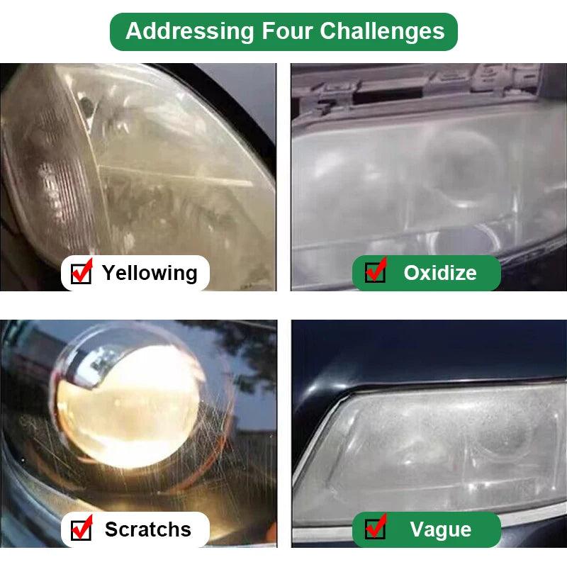 Car Headlight Restoration Polishing Kits Headlamp Scratch Remover Repair Cleaning Paste Remove Oxidation Headlight Polish Liquid - E-line.com